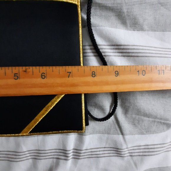 Ivana Trump Shoulder Bag Box Purse Book Design Black/Gold Satin - Picture 5 of 7